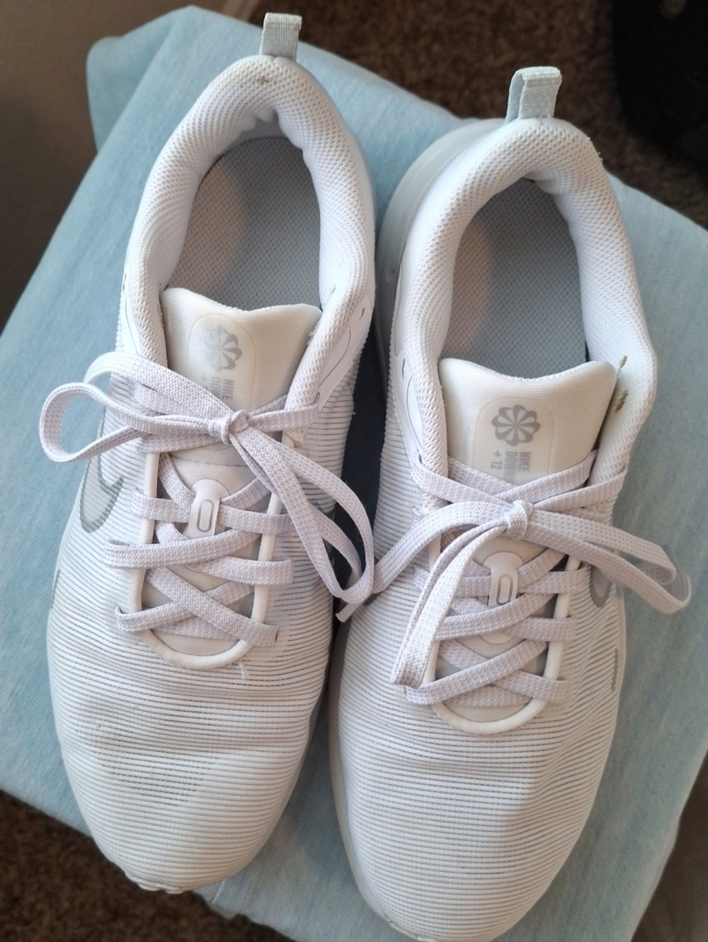 Nike White Lace-Up Running Sneakers